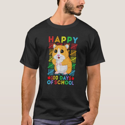 Hamster Teacher Student Happy 100 Days of School T-shirt (Voorkant)