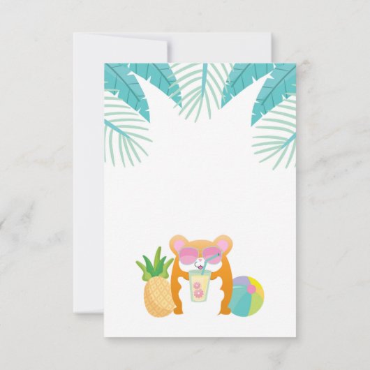 Hamster Tropisch Zwembad Feest Uitnodiging (Achterkant)