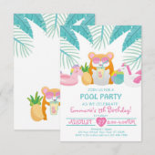 Hamster Tropisch Zwembad Feest Uitnodiging (Voorkant / Achterkant)