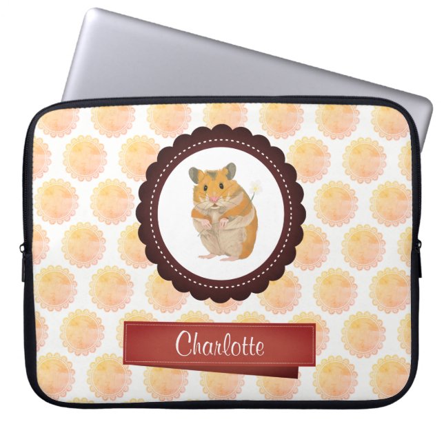 Hamster van rode en roze meisjes laptop sleeve (Voorkant)