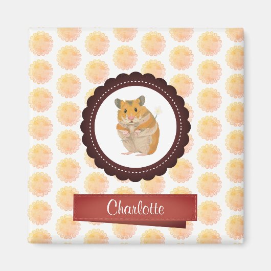 Hamster van rode en roze meisjes magneet (Voorkant)