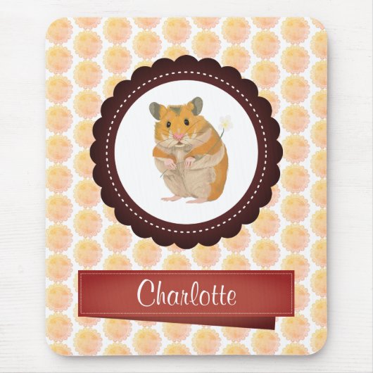 Hamster van rode en roze meisjes muismat (Voorkant)