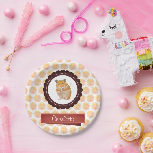 Hamster van rode en roze meisjes papieren bordje (Feest)