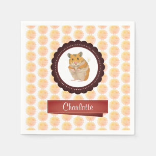 Hamster van rode en roze meisjes servet