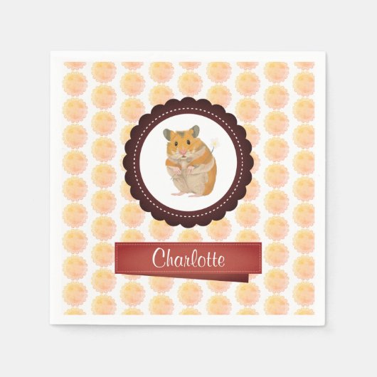 Hamster van rode en roze meisjes servet (Voorkant)