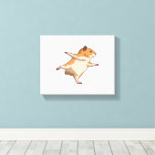 Hamster van Yoga Stretching Legs Canvas Afdruk (Insitu (Houten vloer))