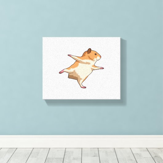 Hamster van Yoga Stretching Legs Canvas Afdruk (Insitu (Houten vloer))
