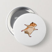 Hamster van Yoga Stretching Legs Ronde Button 7,6 Cm (Voorkant /achterkant)