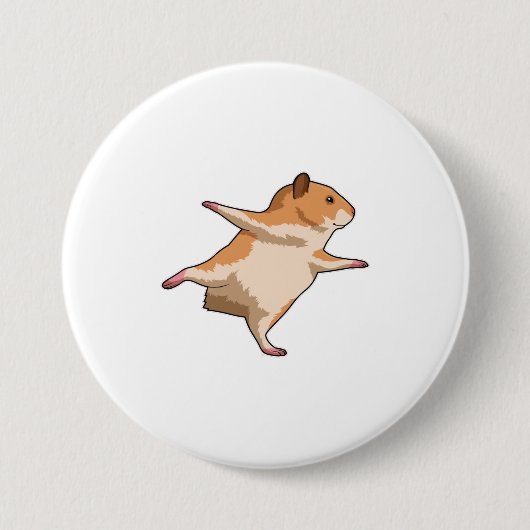Hamster van Yoga Stretching Legs Ronde Button 7,6 Cm (Voorkant)