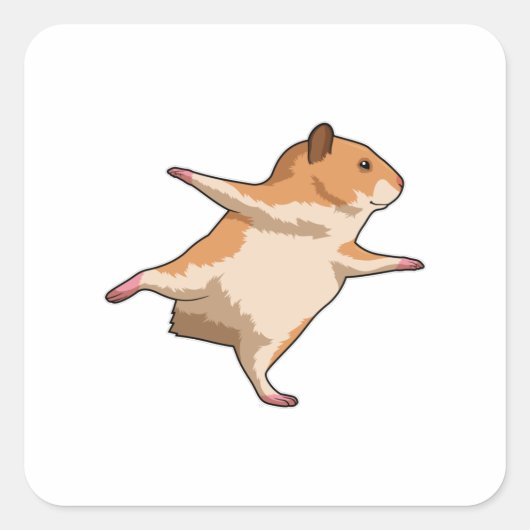 Hamster van Yoga Stretching Legs Vierkante Sticker (Voorkant)