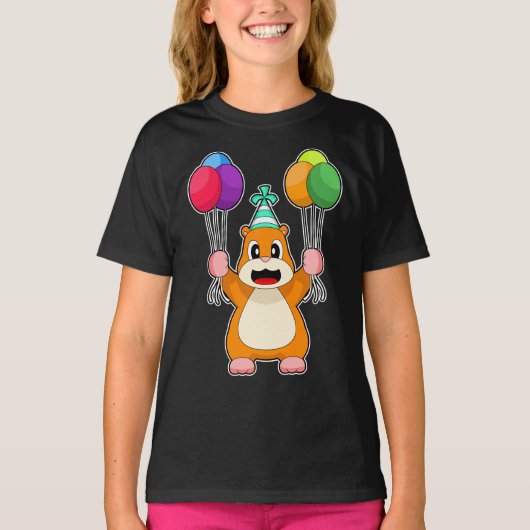 Hamster Verjaardag Ballonnen T-shirt (Voorkant)