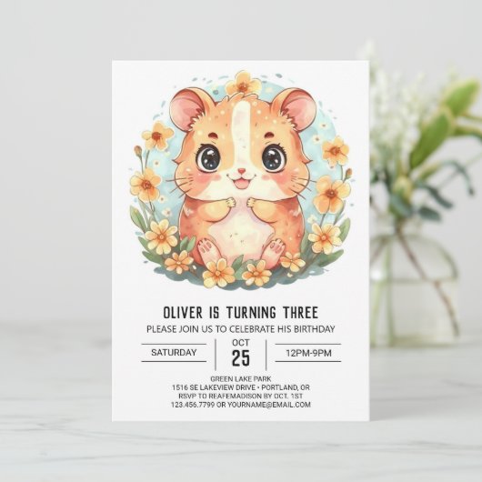 Hamster Verjaardag Viering Delight Kaart (Staand voorkant)