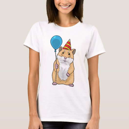 Hamster Verjaardagsballon T-shirt (Voorkant)