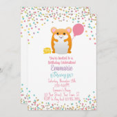 Hamster Verjaardagsfeest Uitnodiging Confetti Glit (Voorkant / Achterkant)