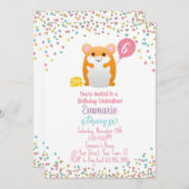 Hamster Verjaardagsfeest Uitnodiging Confetti Glit (Voorkant / Achterkant)