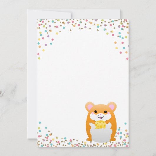 Hamster Verjaardagsfeest Uitnodiging Confetti Glit (Achterkant)