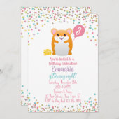 Hamster Verjaardagsfeest Uitnodiging Confetti Glit (Voorkant / Achterkant)
