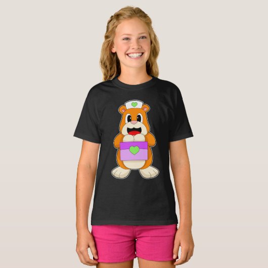 Hamster Verpleegkundige Box T-shirt (Voorkant volledig)