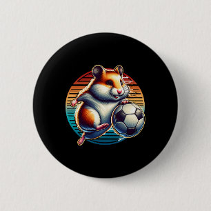 Hamster Voetbalspeler Cool Byll Kampioen Kids  Ronde Button 5,7 Cm