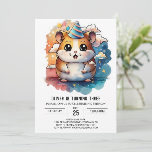 Hamster Vrienden Speelse Verjaardag Kaart (Staand voorkant)