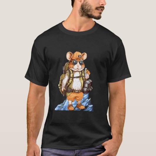 Hamster Wandelaar Backpacker Binoculaire Wandelham T-shirt (Voorkant)