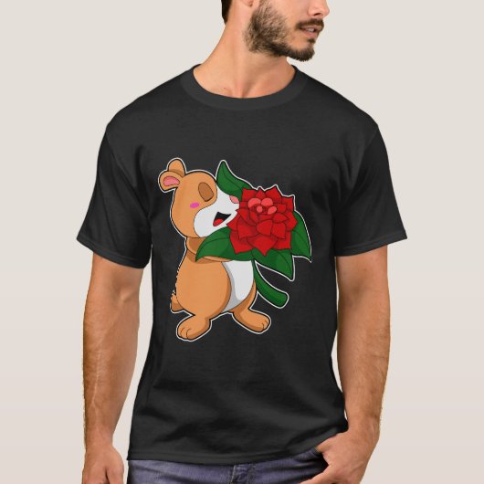 Hamster with Flower Rose T-shirt (Voorkant)