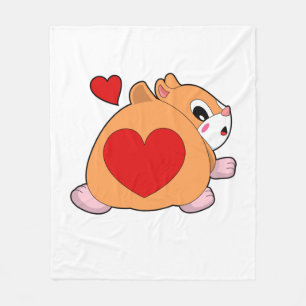 Hamster with Heart Fleece Deken