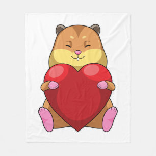 Hamster with Heart Fleece Deken