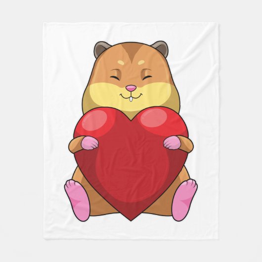 Hamster with Heart Fleece Deken (Voorkant)