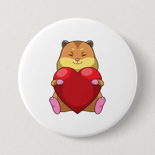 Hamster with Heart Ronde Button 7,6 Cm