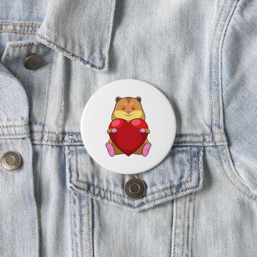 Hamster with Heart Ronde Button 7,6 Cm (In situ)