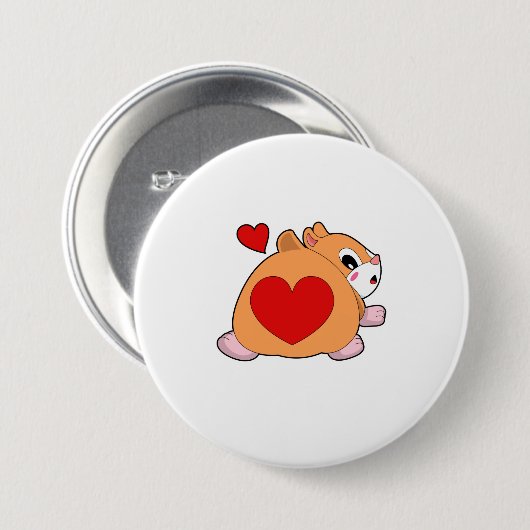 Hamster with Heart Ronde Button 7,6 Cm (Voorkant /achterkant)