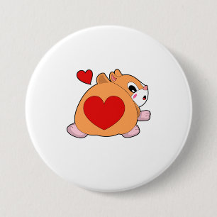 Hamster with Heart Ronde Button 7,6 Cm