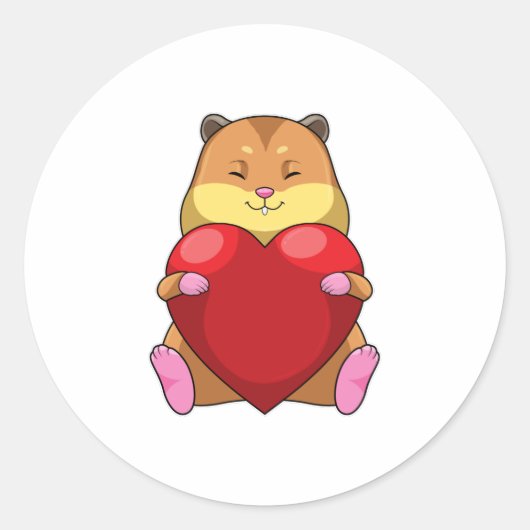 Hamster with Heart Ronde Sticker (Voorkant)