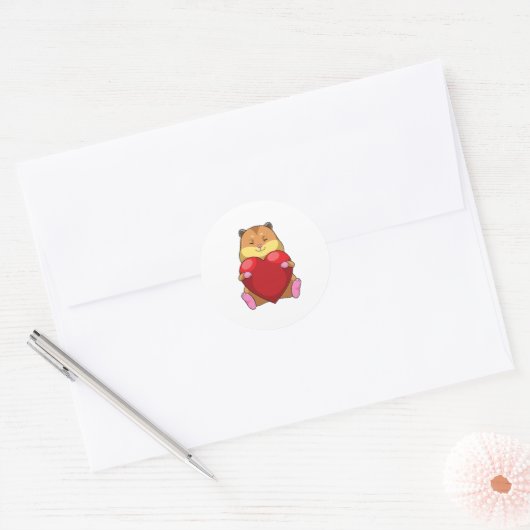 Hamster with Heart Ronde Sticker (Envelop)