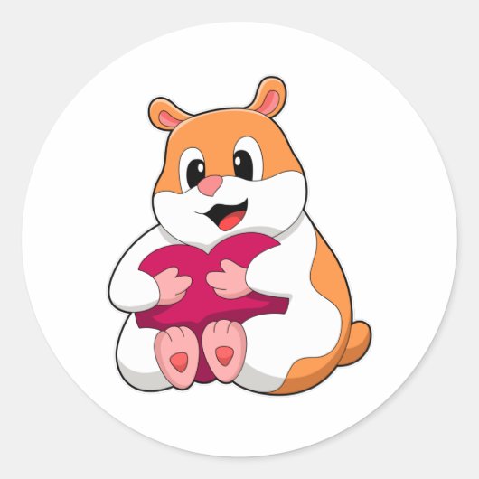 Hamster with Heart Ronde Sticker (Voorkant)