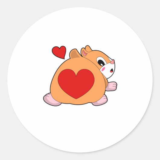 Hamster with Heart Ronde Sticker (Voorkant)