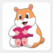 Hamster with Heart Vierkante Sticker (Voorkant)
