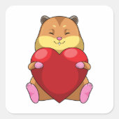 Hamster with Heart Vierkante Sticker (Voorkant)