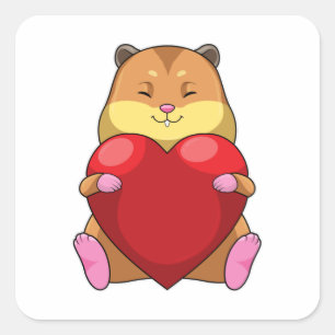 Hamster with Heart Vierkante Sticker