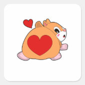 Hamster with Heart Vierkante Sticker (Voorkant)