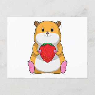 Hamster with Strawberry Briefkaart