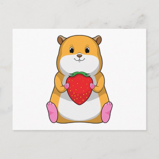 Hamster with Strawberry Briefkaart (Voorkant)