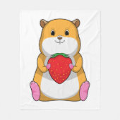 Hamster with Strawberry Fleece Deken (Voorkant)