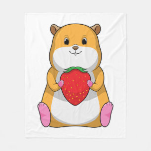 Hamster with Strawberry Fleece Deken