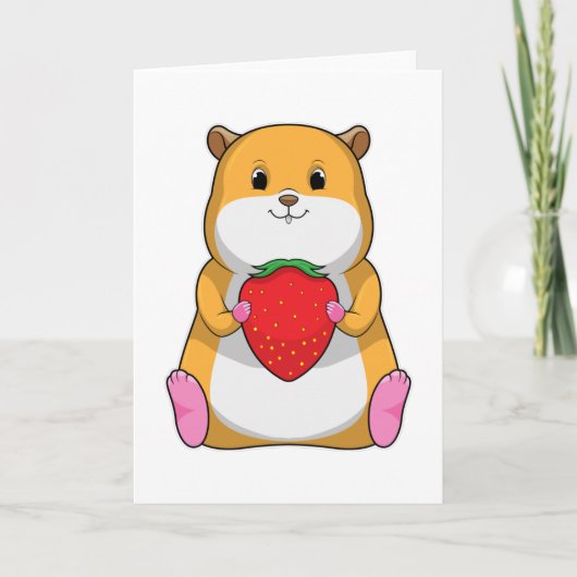 Hamster with Strawberry Kaart (Voorkant)