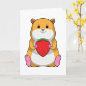 Hamster with Strawberry Kaart (Gele Bloem)