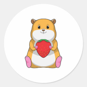 Hamster with Strawberry Ronde Sticker