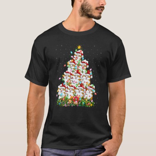 Hamster  Xmas Lights Santa Hamster Christmas Tree T-shirt (Voorkant)