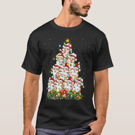 Hamster Xmas Lights Santa Hamster Christmas Tree T-shirt (Voorkant)